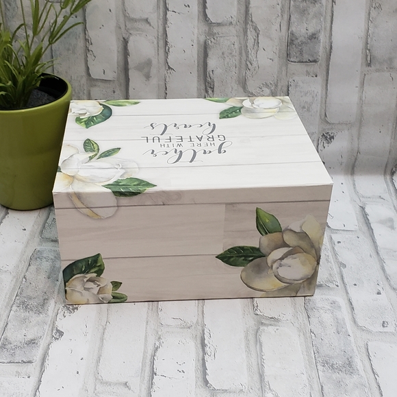 Floral "Gather Here With Grateful Hearts" Flip Top Storage Box - Picture 3 of 12